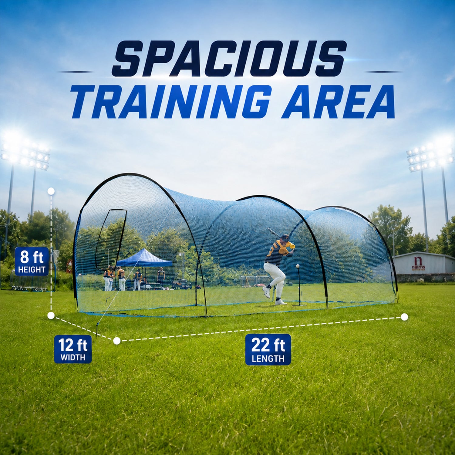 Portable 22×12×8 ft Vertura Baseball Batting Cage Net