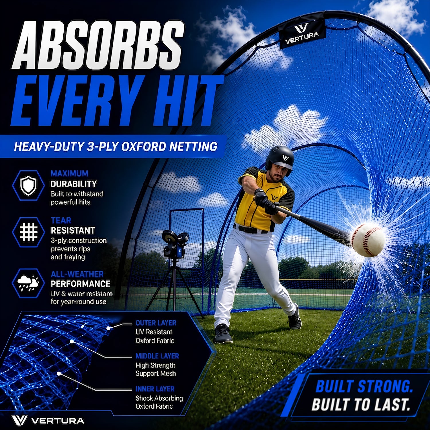 Vertura Baseball Batting Cage Net